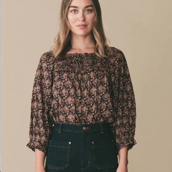 DÔEN Floral Print Square Neckline Blouse - Picture 5 of 5